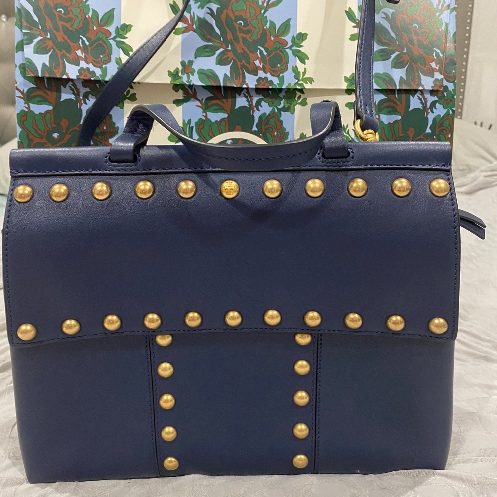 New! Authentic Tory Burch Block-T-Satchel